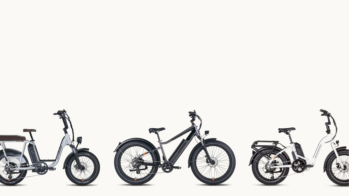 Three Rad ebikes: the RadRunner Plus, RadRover 6 Plus High-Step and RadExpand 5